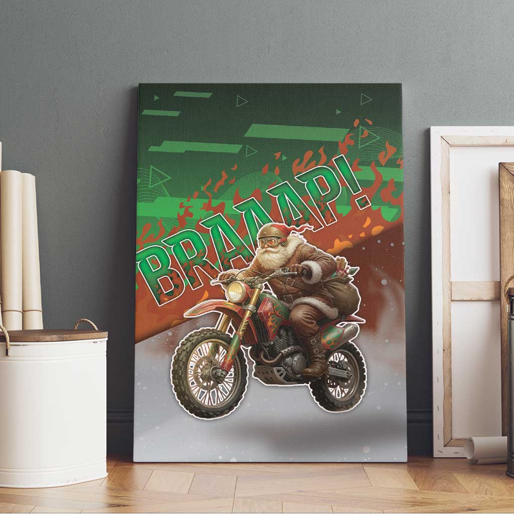Braaap Christmas Canvas Wall Art Motocross Santa - Wonder Print Shop