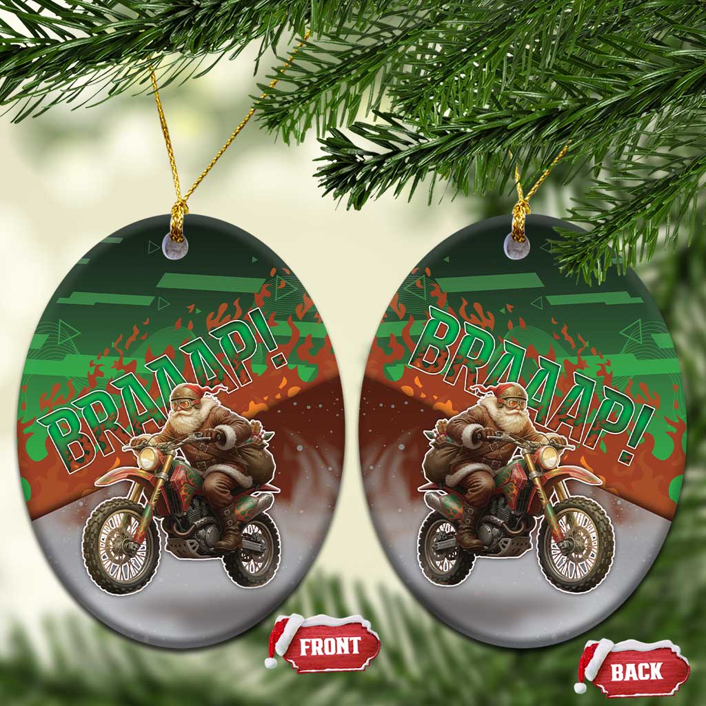 Braaap Christmas Ceramic Ornament Motocross Santa - Wonder Print Shop