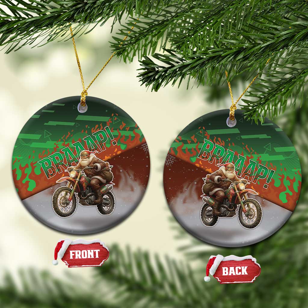 Braaap Christmas Ceramic Ornament Motocross Santa - Wonder Print Shop