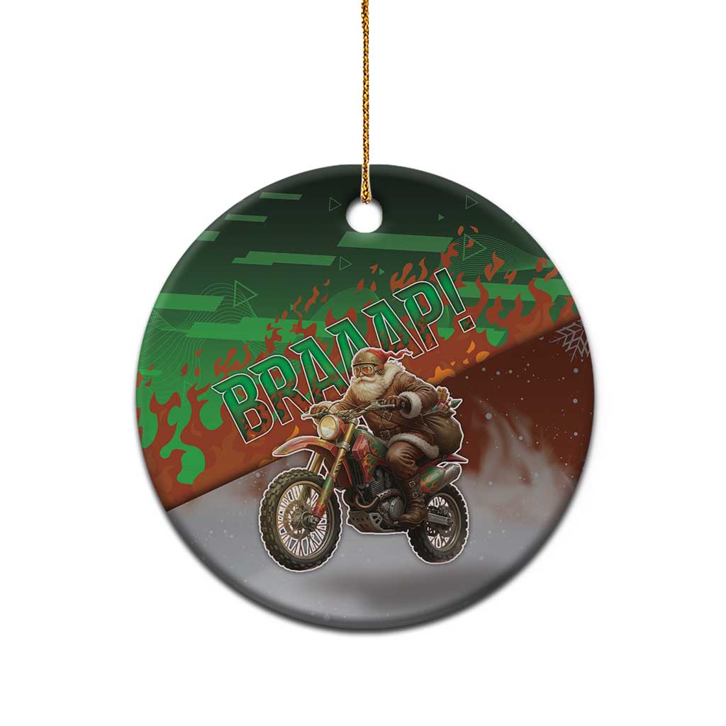 Braaap Christmas Ceramic Ornament Motocross Santa - Wonder Print Shop