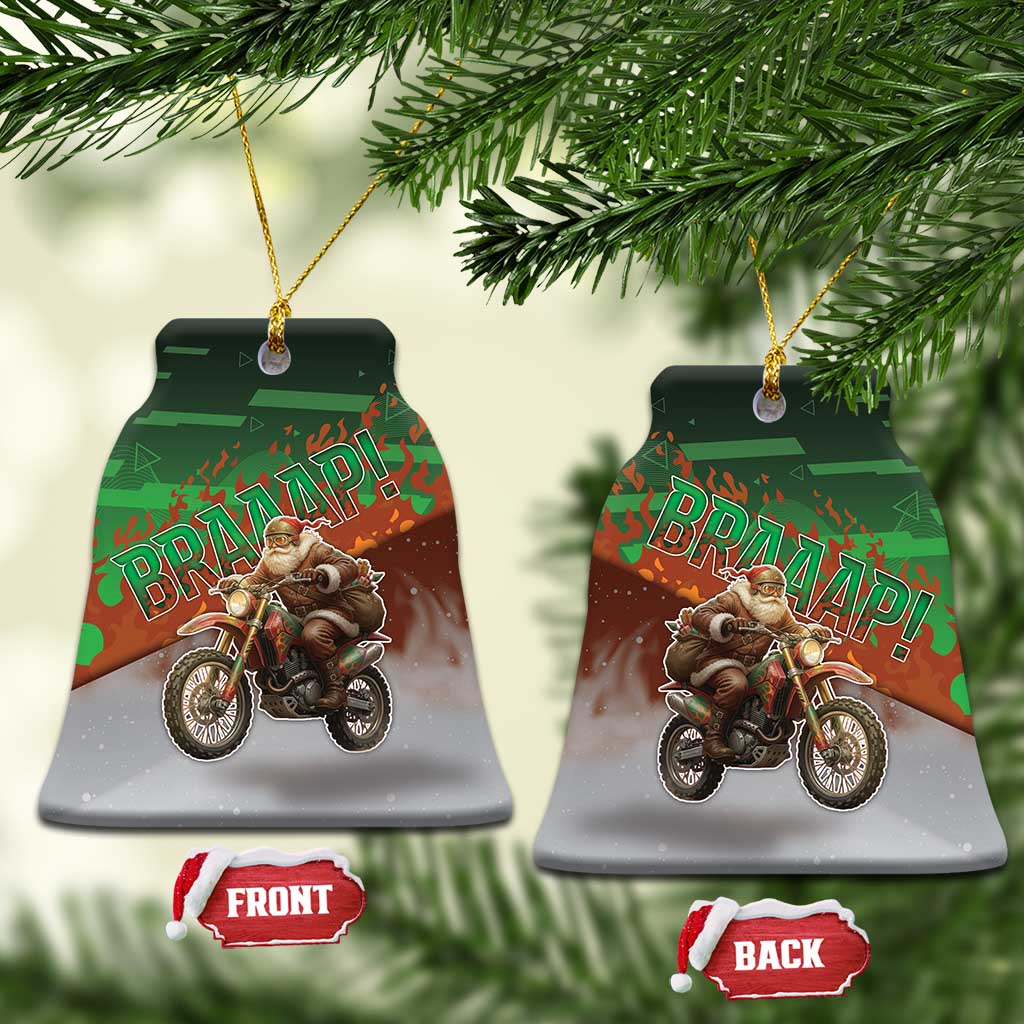 Braaap Christmas Ceramic Ornament Motocross Santa - Wonder Print Shop
