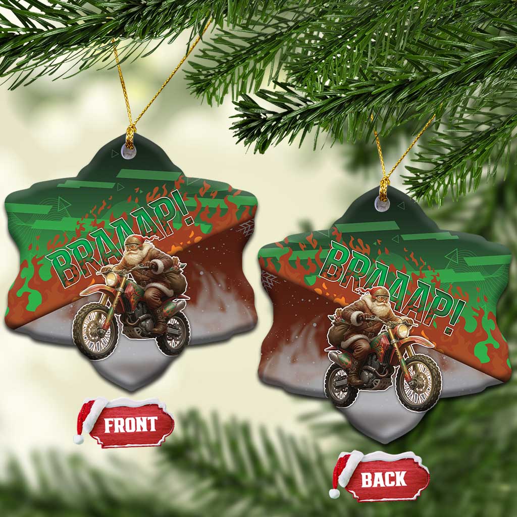 Braaap Christmas Ceramic Ornament Motocross Santa - Wonder Print Shop