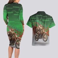 Braaap Christmas Couples Matching Long Sleeve Bodycon Dress and Hawaiian Shirt Motocross Santa - Wonder Print Shop