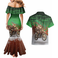 Braaap Christmas Couples Matching Mermaid Dress and Hawaiian Shirt Motocross Santa - Wonder Print Shop