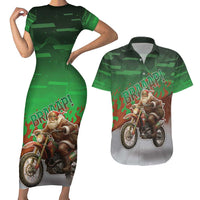 Braaap Christmas Couples Matching Short Sleeve Bodycon Dress and Hawaiian Shirt Motocross Santa - Wonder Print Shop