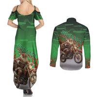 Braaap Christmas Couples Matching Summer Maxi Dress and Long Sleeve Button Shirt Motocross Santa - Wonder Print Shop
