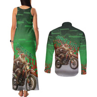Braaap Christmas Couples Matching Tank Maxi Dress and Long Sleeve Button Shirt Motocross Santa - Wonder Print Shop
