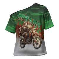 Braaap Christmas Cross Shoulder Shirt Motocross Santa - Wonder Print Shop