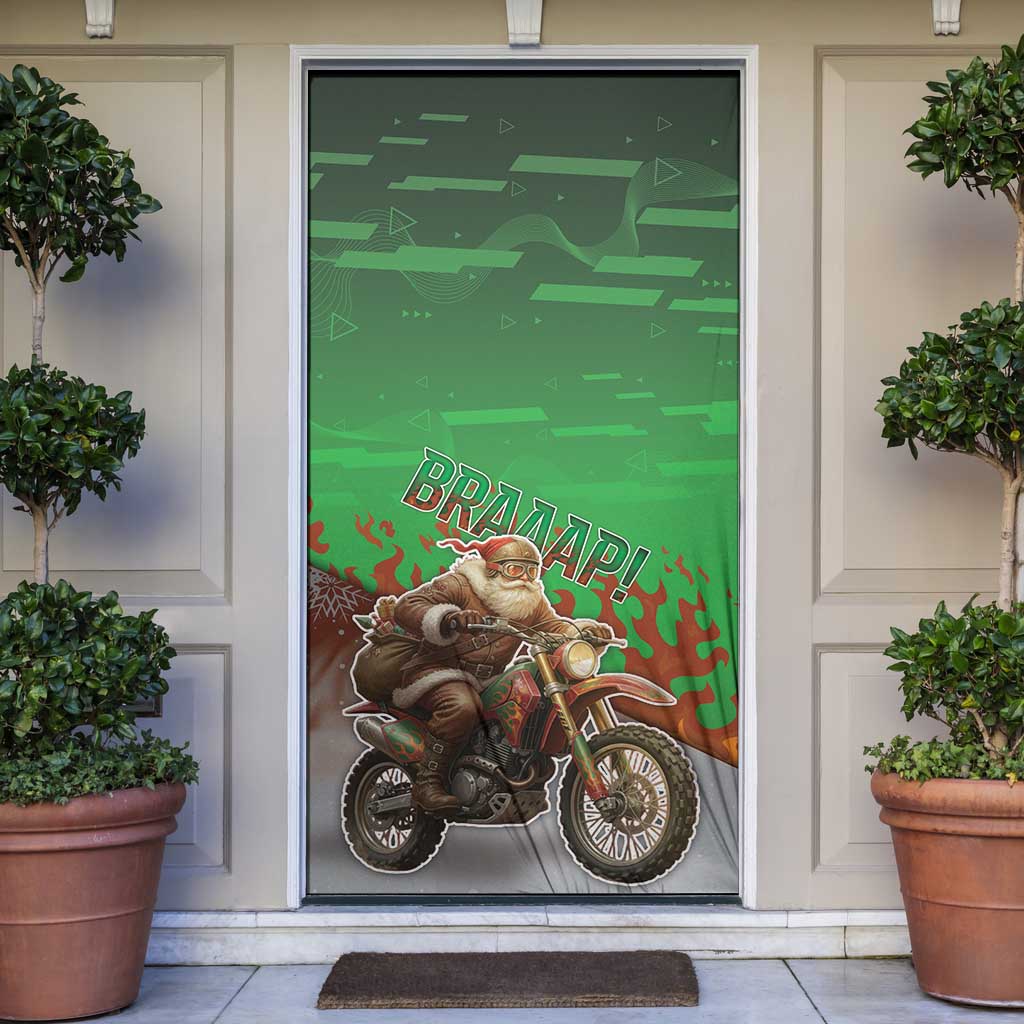 Braaap Christmas Door Cover Motocross Santa - Wonder Print Shop