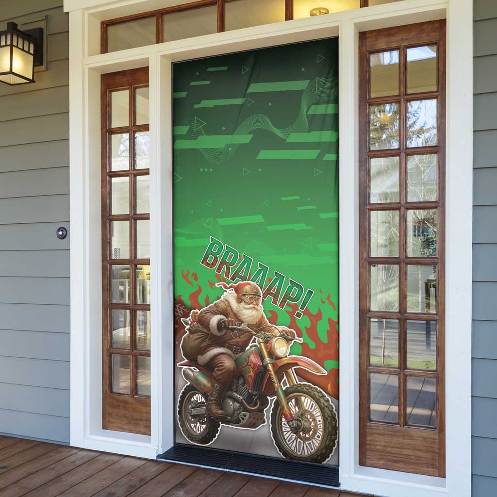 Braaap Christmas Door Cover Motocross Santa - Wonder Print Shop