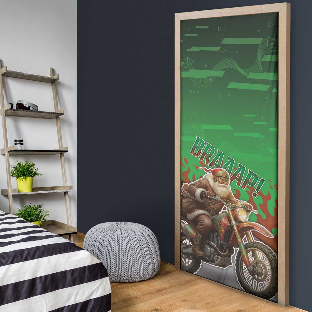 Braaap Christmas Door Cover Motocross Santa - Wonder Print Shop