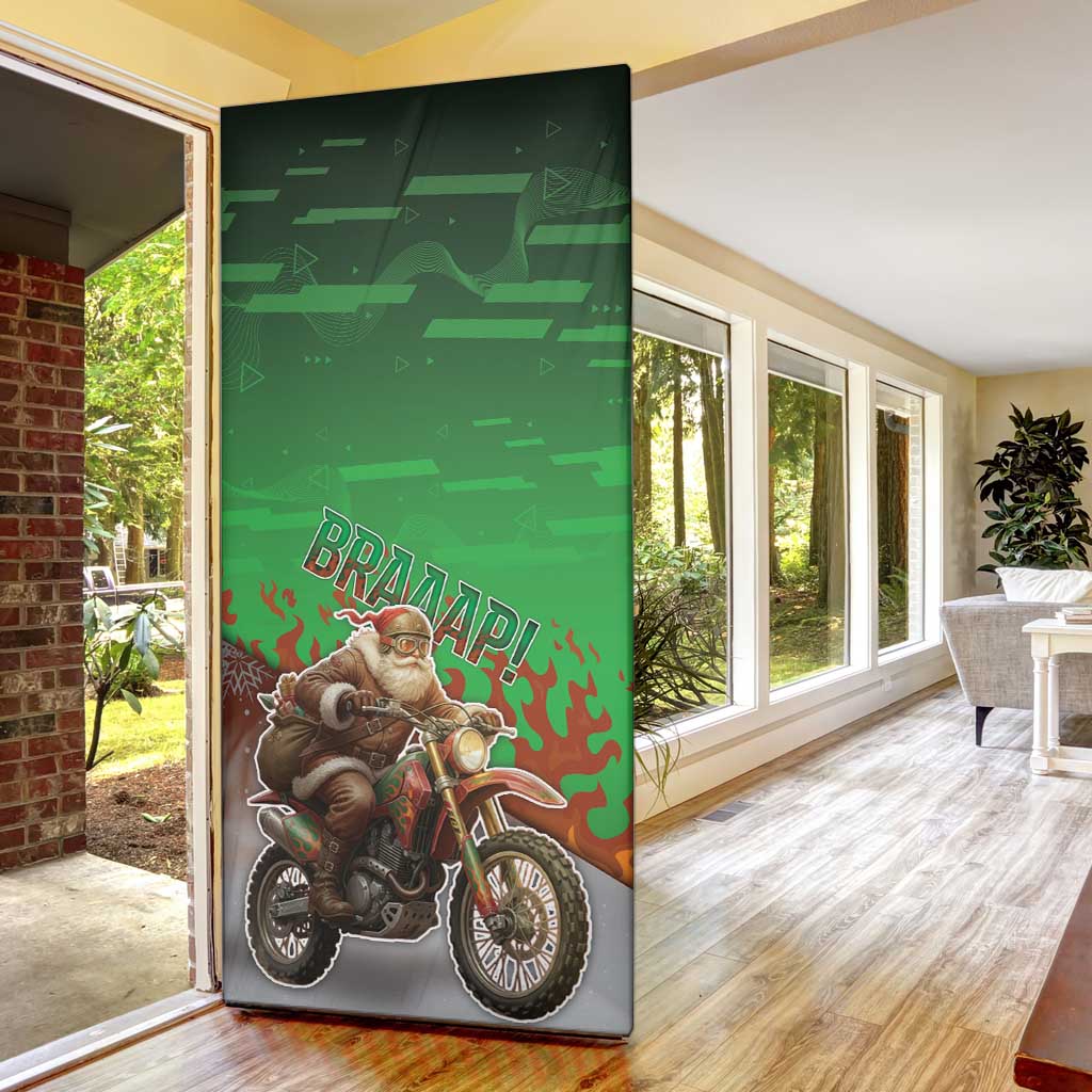 Braaap Christmas Door Cover Motocross Santa - Wonder Print Shop