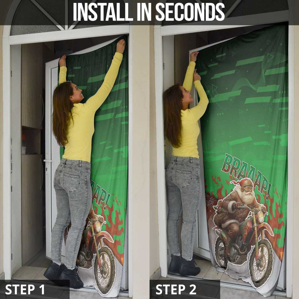Braaap Christmas Door Cover Motocross Santa - Wonder Print Shop