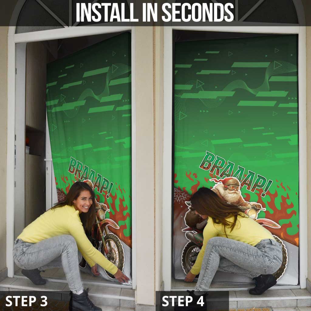 Braaap Christmas Door Cover Motocross Santa - Wonder Print Shop