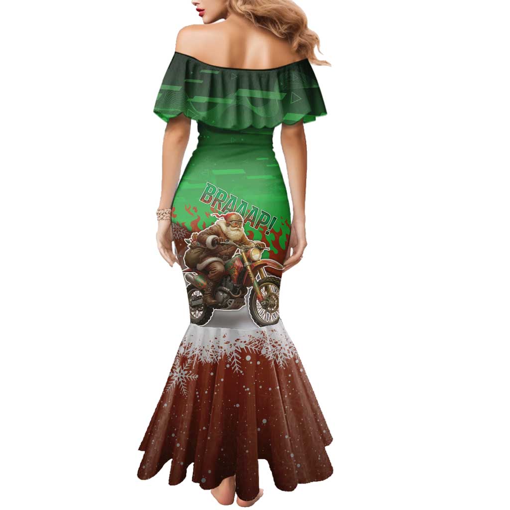 Braaap Christmas Family Matching Mermaid Dress and Hawaiian Shirt Motocross Santa - Wonder Print Shop