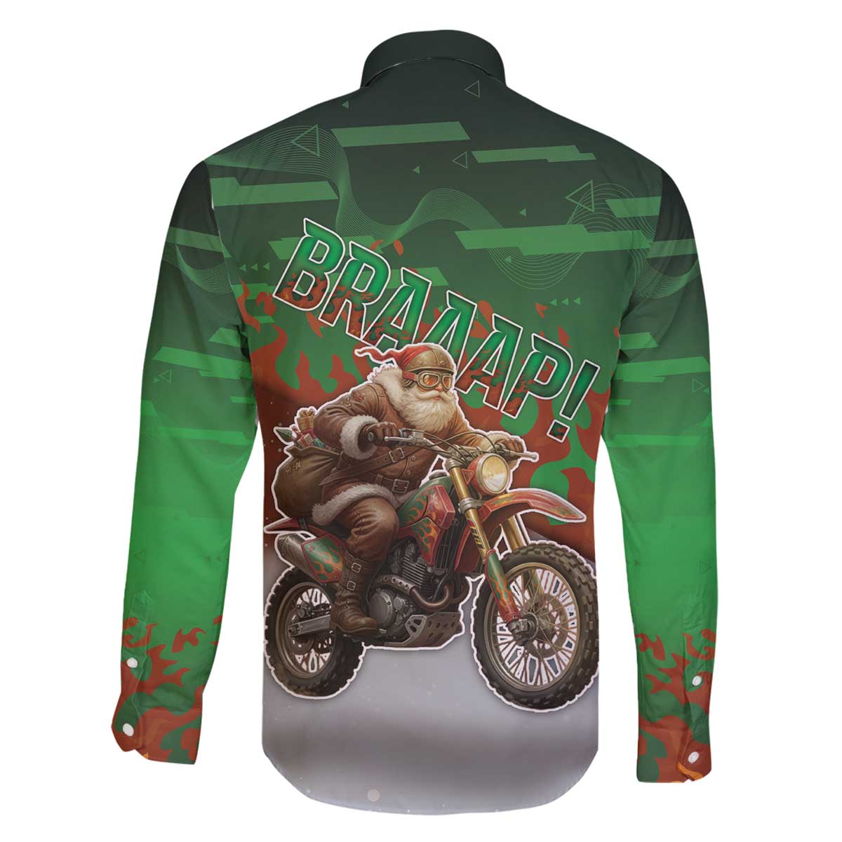 Braaap Christmas Family Matching Off The Shoulder Long Sleeve Dress and Hawaiian Shirt Motocross Santa - Wonder Print Shop