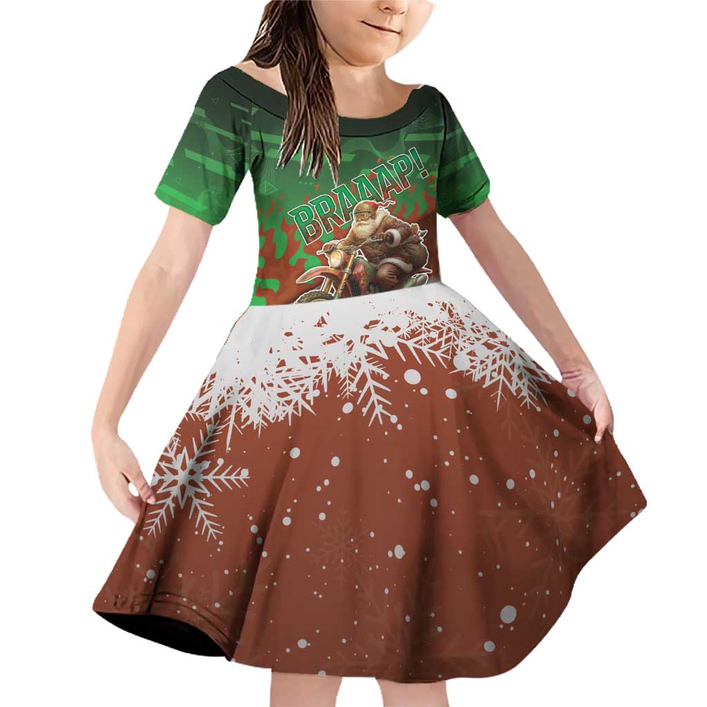 Braaap Christmas Family Matching Off Shoulder Short Dress and Hawaiian Shirt Motocross Santa - Wonder Print Shop