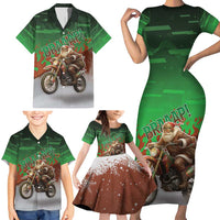 Braaap Christmas Family Matching Short Sleeve Bodycon Dress and Hawaiian Shirt Motocross Santa - Wonder Print Shop