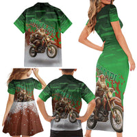 Braaap Christmas Family Matching Short Sleeve Bodycon Dress and Hawaiian Shirt Motocross Santa - Wonder Print Shop