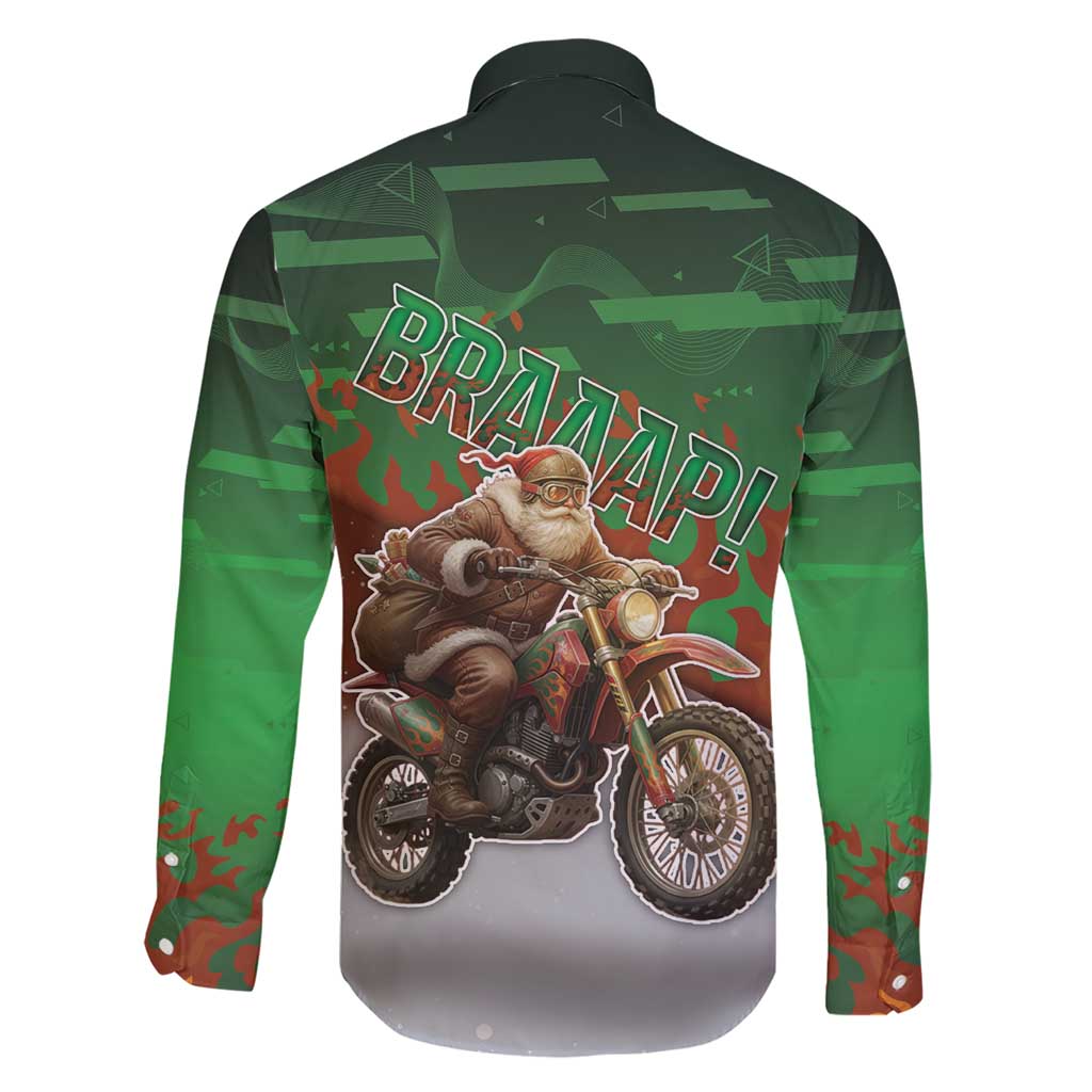 Braaap Christmas Family Matching Short Sleeve Bodycon Dress and Hawaiian Shirt Motocross Santa - Wonder Print Shop