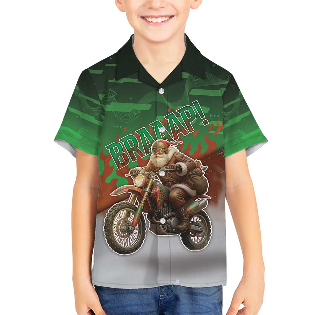 Braaap Christmas Family Matching Summer Maxi Dress and Hawaiian Shirt Motocross Santa - Wonder Print Shop