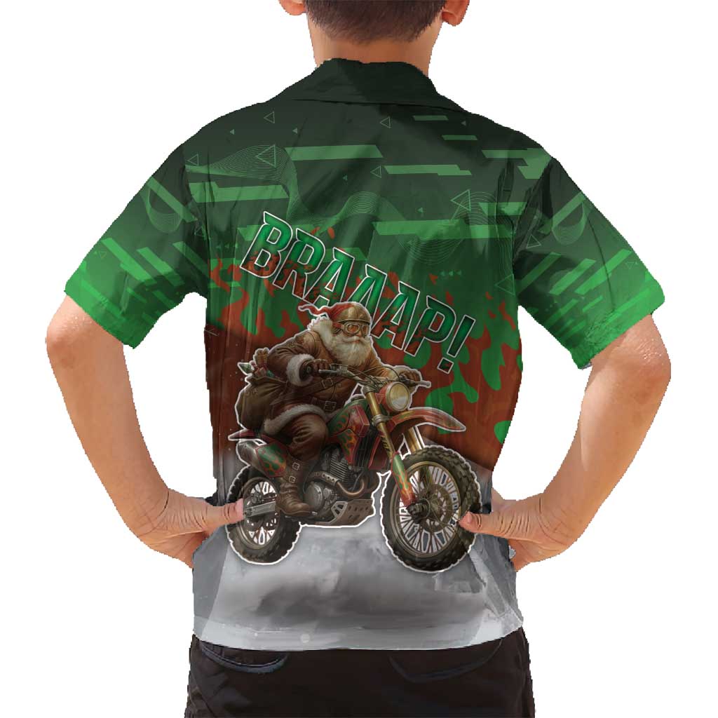Braaap Christmas Family Matching Tank Maxi Dress and Hawaiian Shirt Motocross Santa - Wonder Print Shop