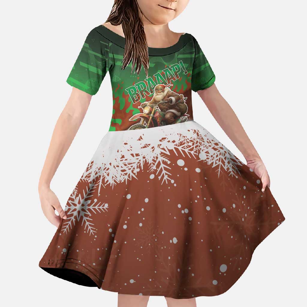 Braaap Christmas Family Matching Tank Maxi Dress and Hawaiian Shirt Motocross Santa - Wonder Print Shop