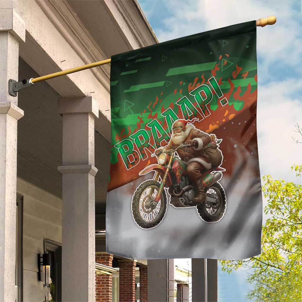 Braaap Christmas Garden Flag Motocross Santa - Wonder Print Shop