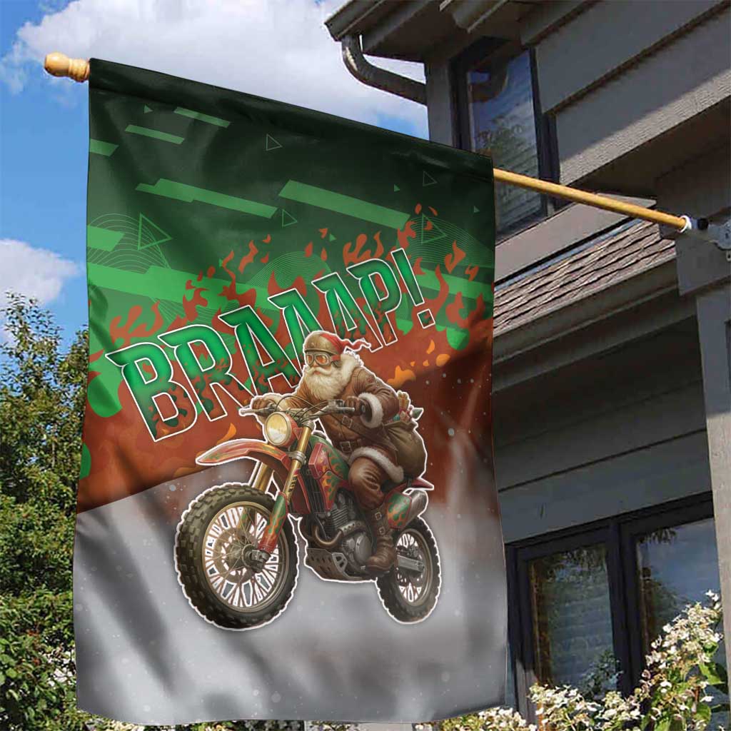 Braaap Christmas Garden Flag Motocross Santa - Wonder Print Shop