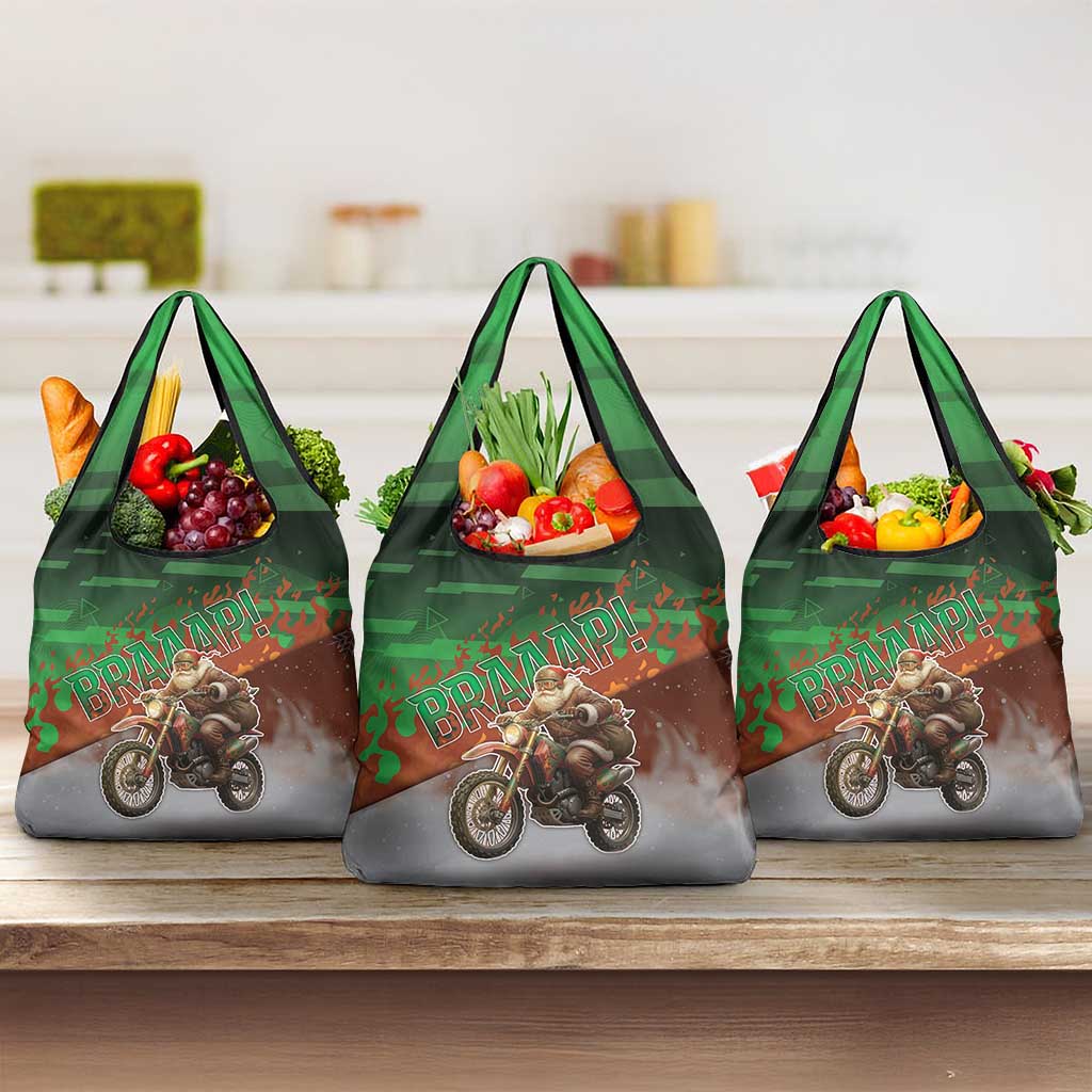 Braaap Christmas Grocery Bag Motocross Santa - Wonder Print Shop