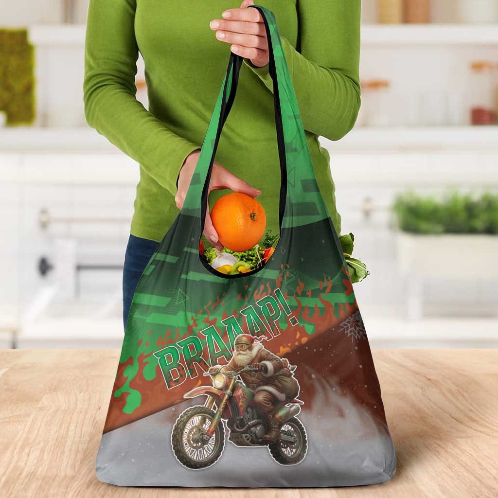 Braaap Christmas Grocery Bag Motocross Santa - Wonder Print Shop