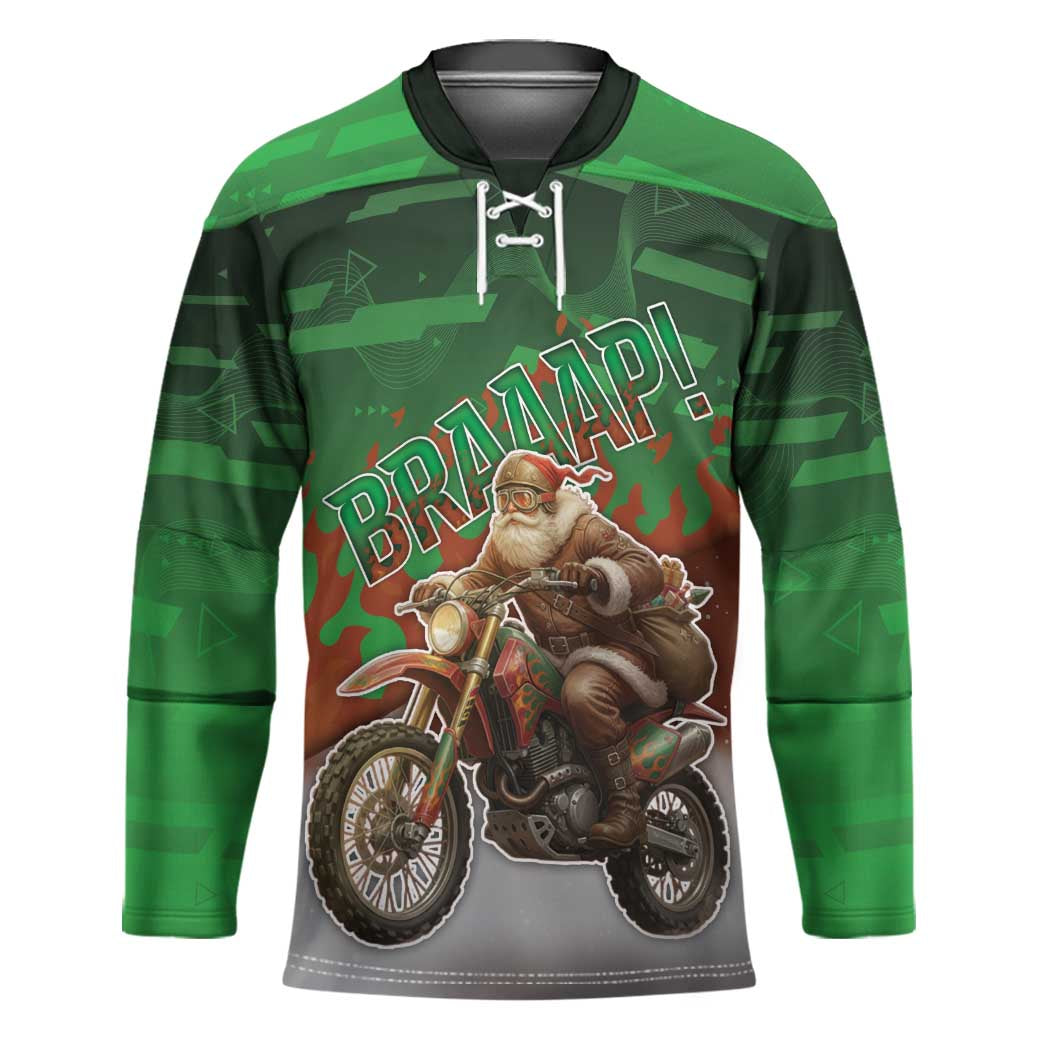 Braaap Christmas Hockey Jersey Motocross Santa - Wonder Print Shop