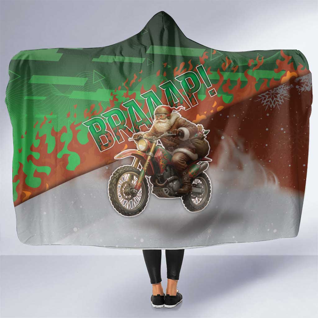 Braaap Christmas Hooded Blanket Motocross Santa - Wonder Print Shop