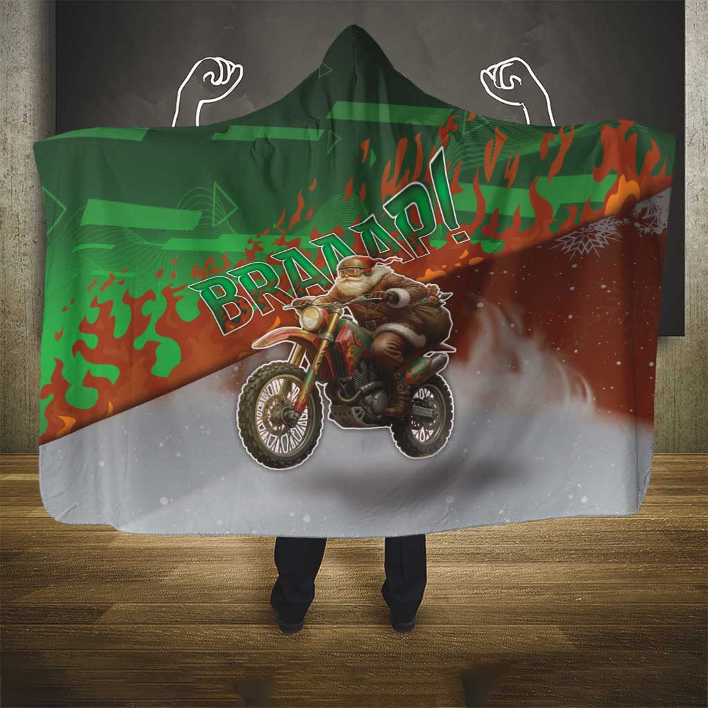 Braaap Christmas Hooded Blanket Motocross Santa - Wonder Print Shop