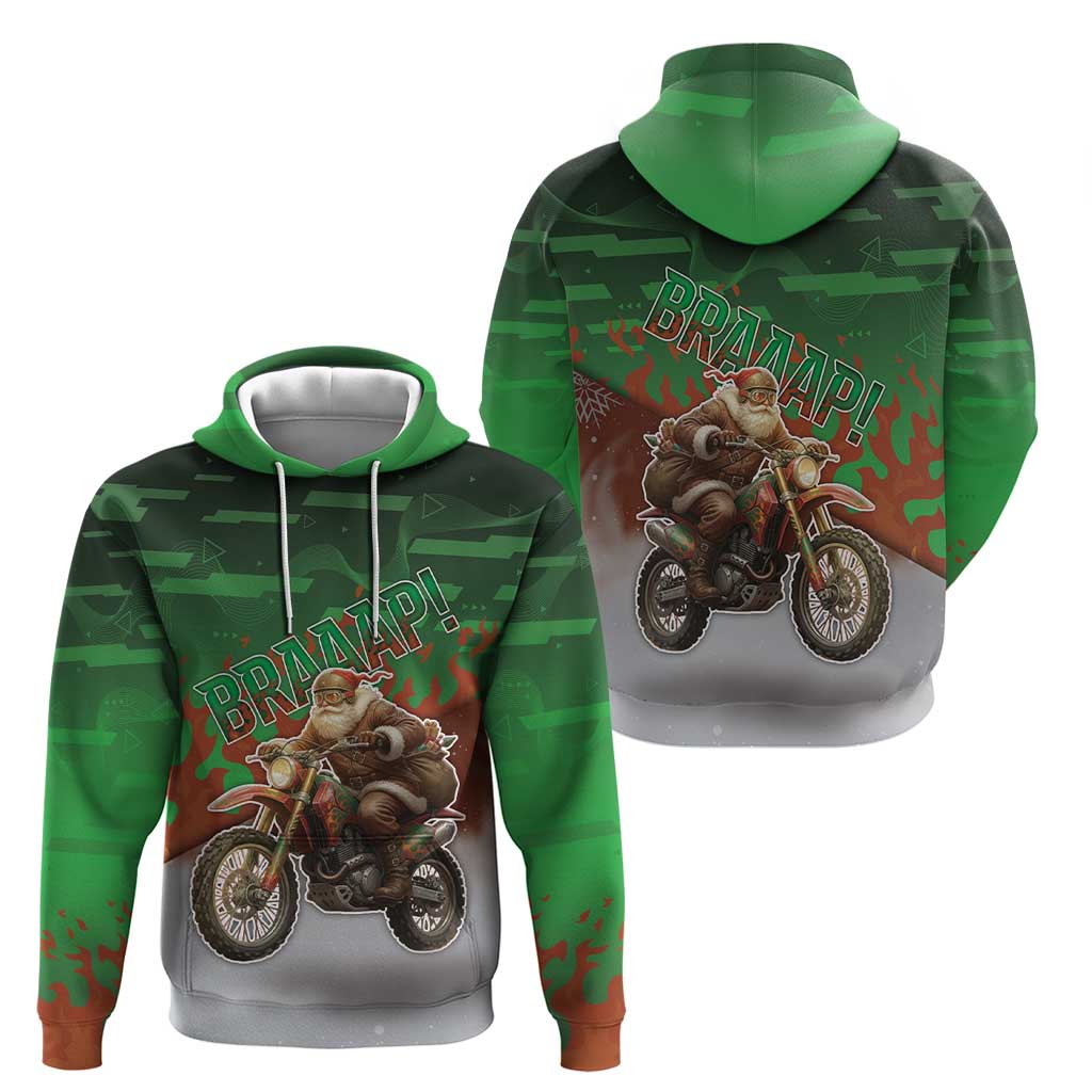 Braaap Christmas Hoodie Motocross Santa - Wonder Print Shop