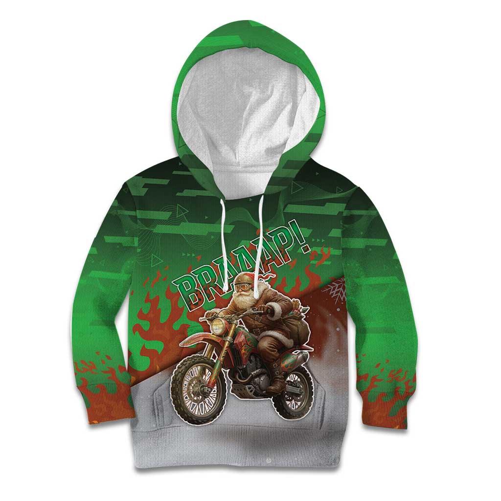 Braaap Christmas Kid Hoodie Motocross Santa - Wonder Print Shop