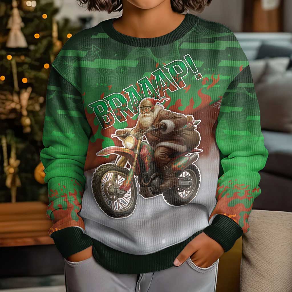 Braaap Christmas Kid Ugly Christmas Sweater Motocross Santa - Wonder Print Shop