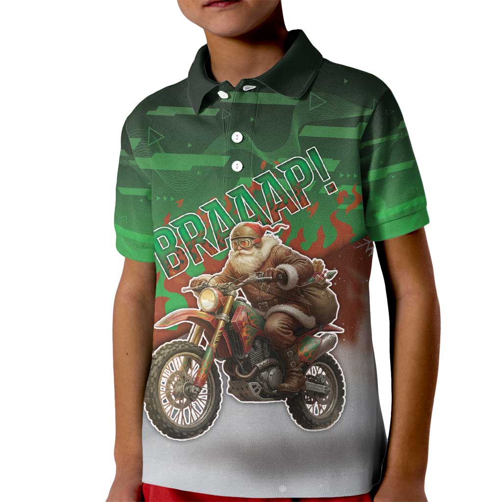 Braaap Christmas Kid Polo Shirt Motocross Santa - Wonder Print Shop