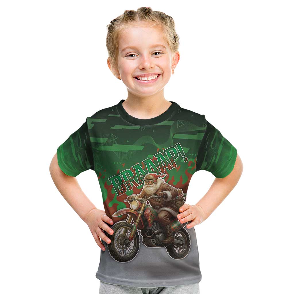 Braaap Christmas Kid T Shirt Motocross Santa - Wonder Print Shop