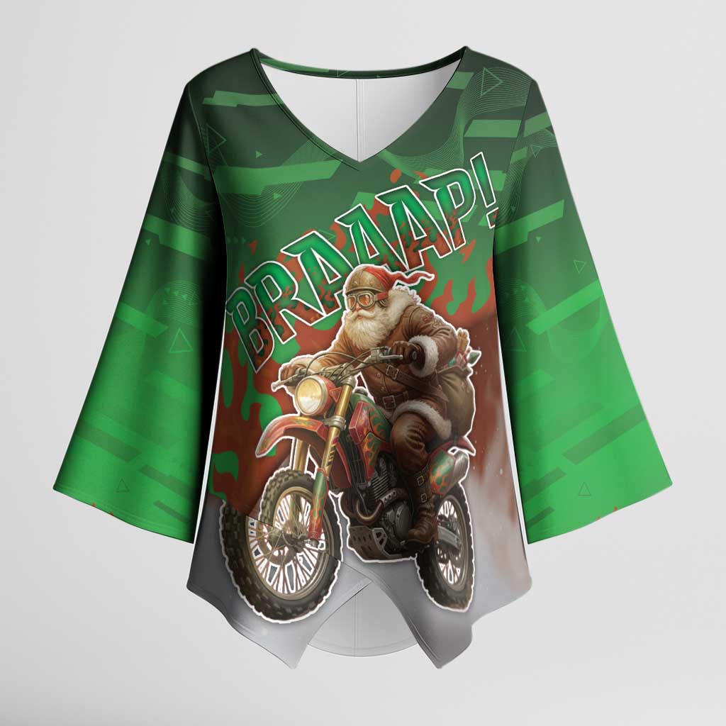 Braaap Christmas Kimono Sleeve Blouse Motocross Santa - Wonder Print Shop