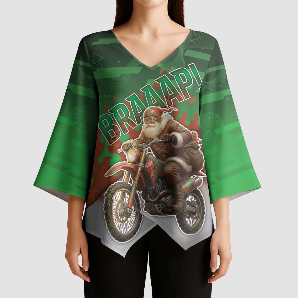 Braaap Christmas Kimono Sleeve Blouse Motocross Santa - Wonder Print Shop