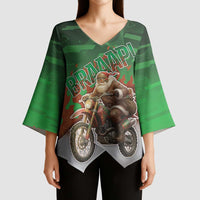 Braaap Christmas Kimono Sleeve Blouse Motocross Santa - Wonder Print Shop