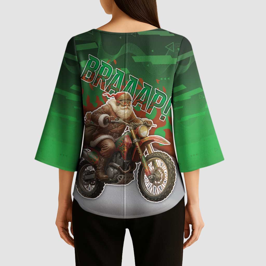 Braaap Christmas Kimono Sleeve Blouse Motocross Santa - Wonder Print Shop