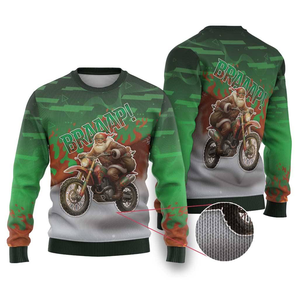 Braaap Christmas Ugly Christmas Sweater Motocross Santa - Wonder Print Shop