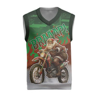 Braaap Christmas Knitted V-Neck Vest Motocross Santa - Wonder Print Shop