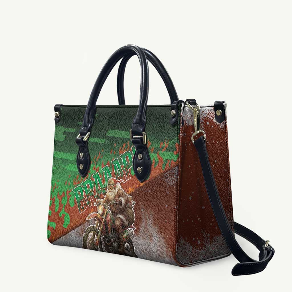 Braaap Christmas Leather Bag Motocross Santa - Wonder Print Shop