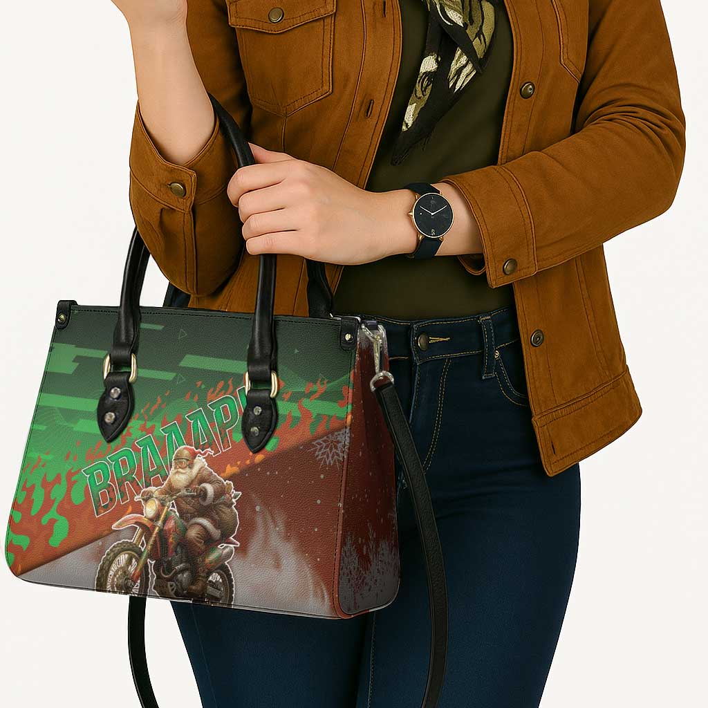 Braaap Christmas Leather Bag Motocross Santa - Wonder Print Shop
