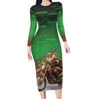 Braaap Christmas Long Sleeve Bodycon Dress Motocross Santa - Wonder Print Shop