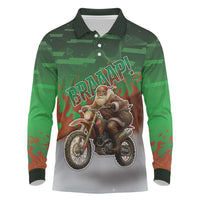 Braaap Christmas Long Sleeve Polo Shirt Motocross Santa - Wonder Print Shop
