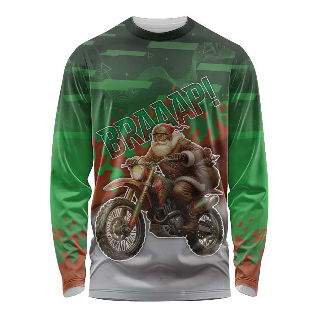 Braaap Christmas Long Sleeve Shirt Motocross Santa - Wonder Print Shop
